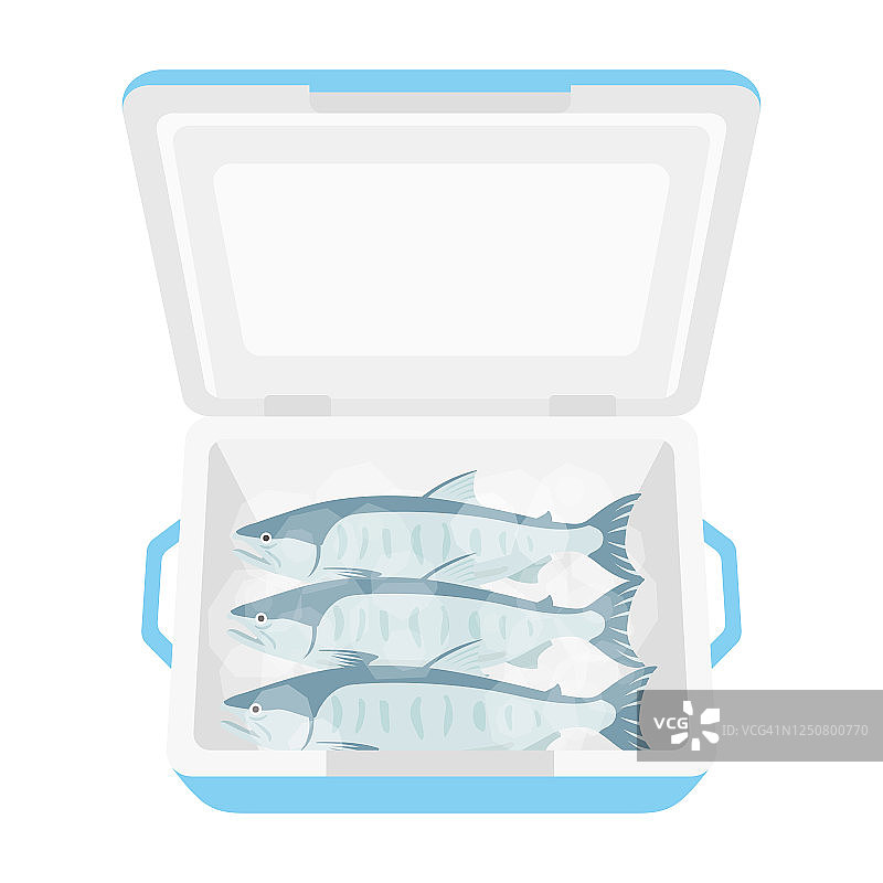 冷藏箱中三文鱼插画图片素材