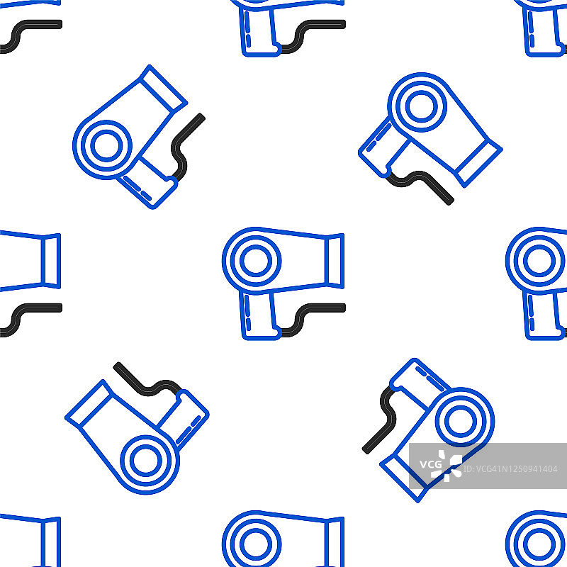 白色背景上的吹风机图标，无缝图案图片素材