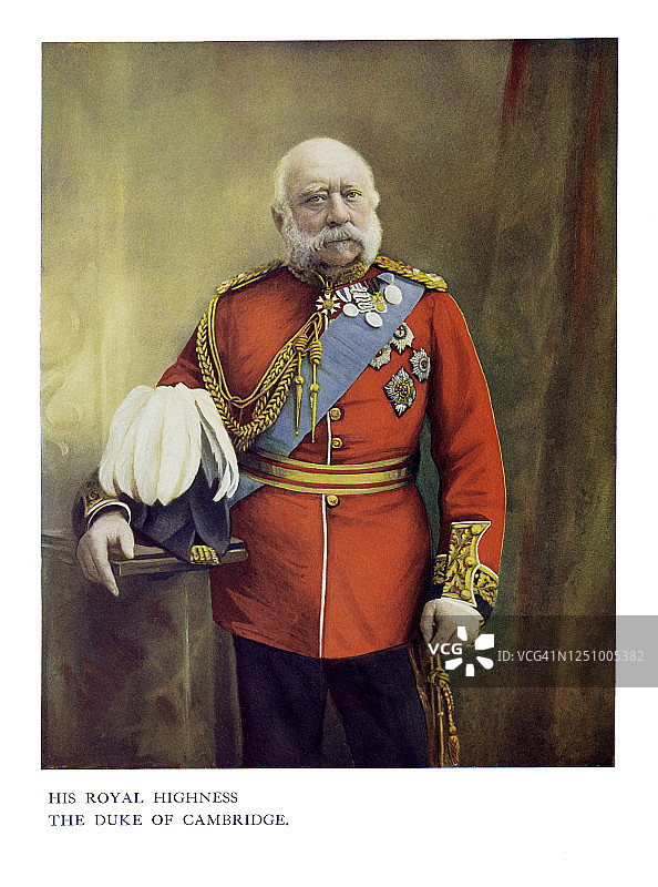 剑桥公爵乔治王子的古董彩色肖像图片素材
