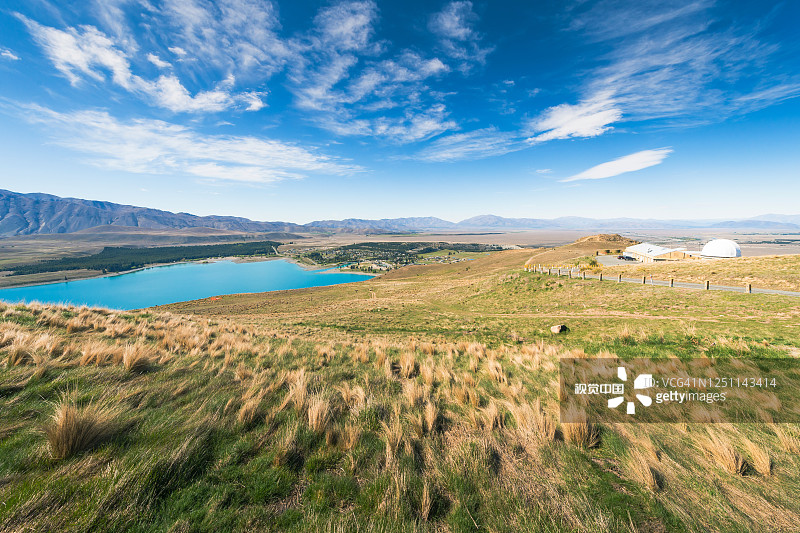 亚历山大湖鸟瞰图约翰特卡波山新西兰图片素材