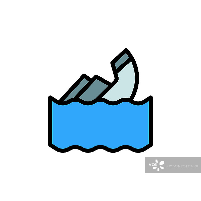 沉没的泰坦尼克号海洋图标：用于UI和UX、网站或移动应用程序的带轮廓矢量元素图片素材