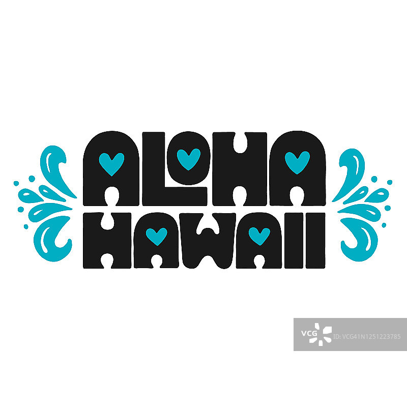 手绘字体：你好，夏威夷图片素材