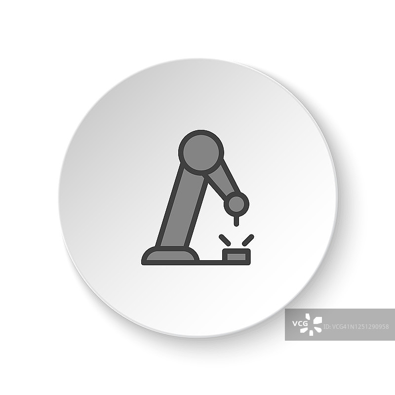 网络图标圆形按钮，弧焊，工业手臂。圆形按钮banner，应用程序插图的徽章界面图片素材