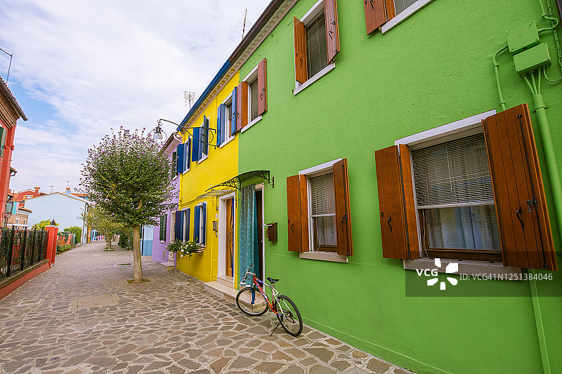 布拉诺彩色房屋，意大利威尼斯图片素材