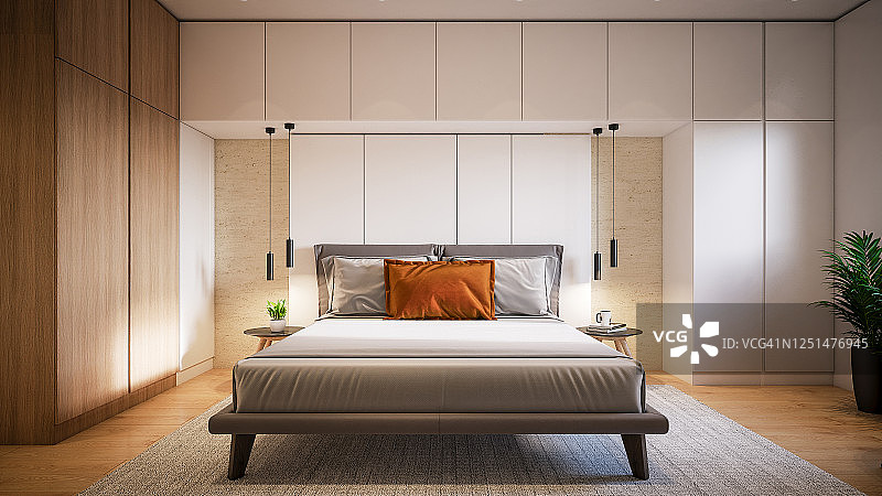 卧室电脑生成图像：建筑可视化图片素材