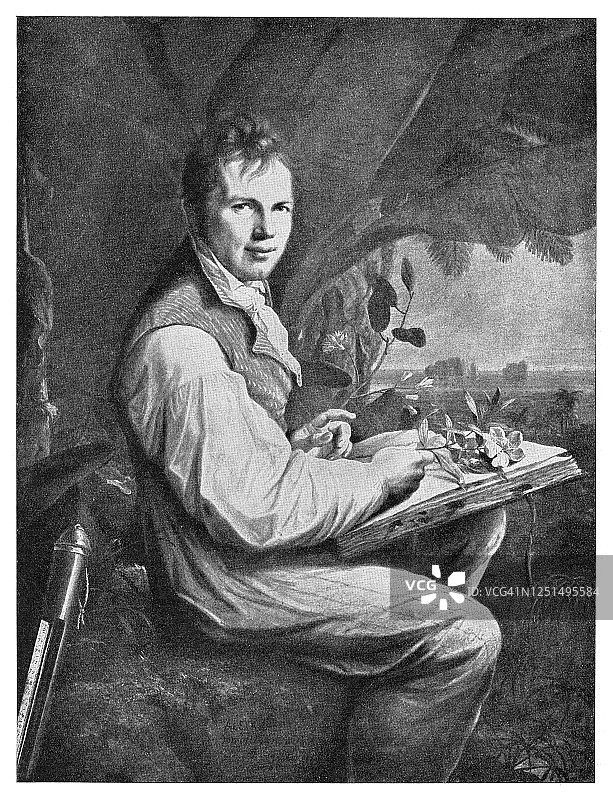 德国探险家亚历山大·冯·洪堡画像（1806-1899年）图片素材