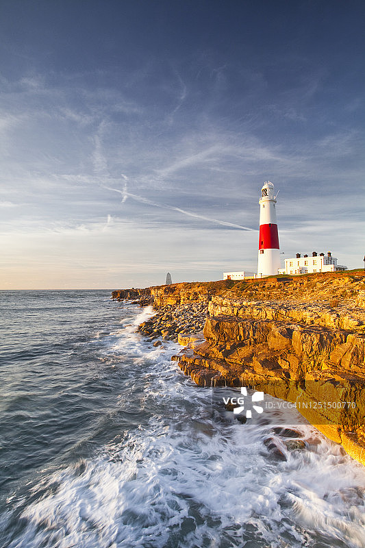 波特兰岛比尔灯塔，侏罗纪海岸图片素材