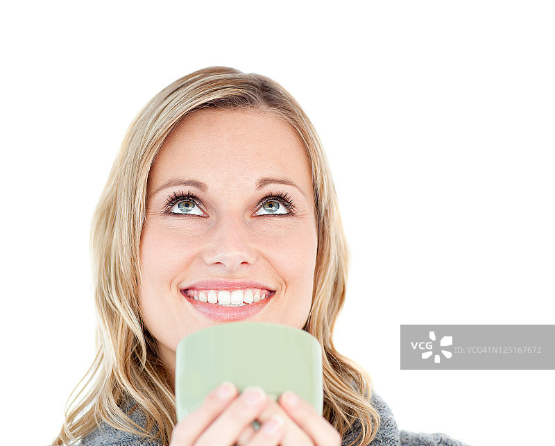 享受咖啡的快乐女人图片素材