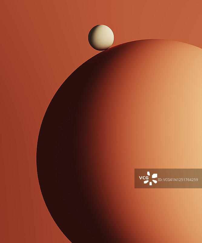 大球体顶部的小球体的3D渲染图片素材