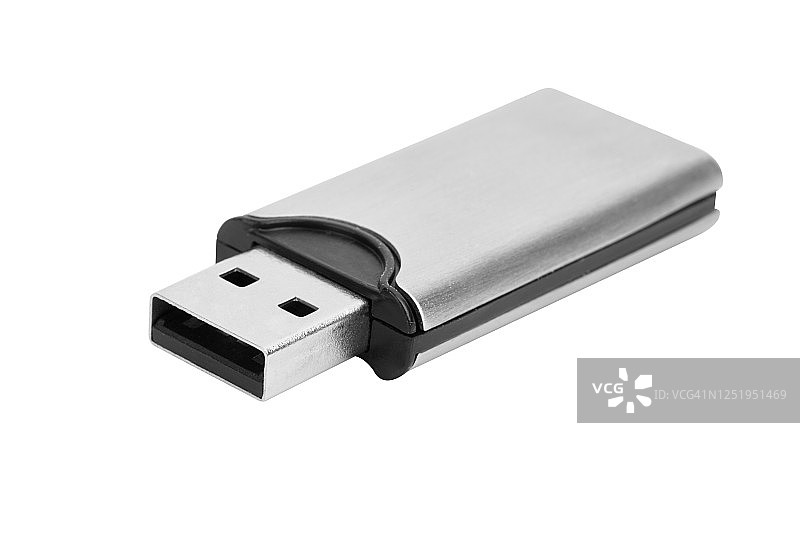 白色背景上的USB闪存盘特写图片素材