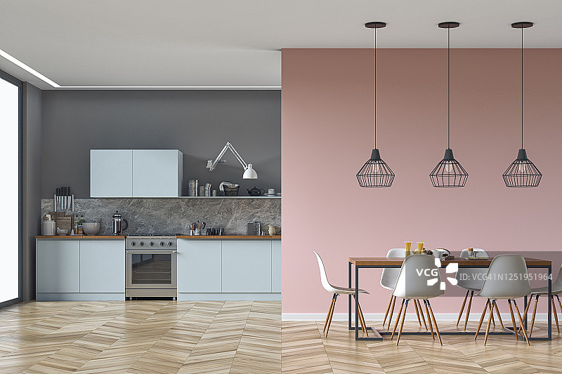 现代厨房和餐厅图库照片图片素材