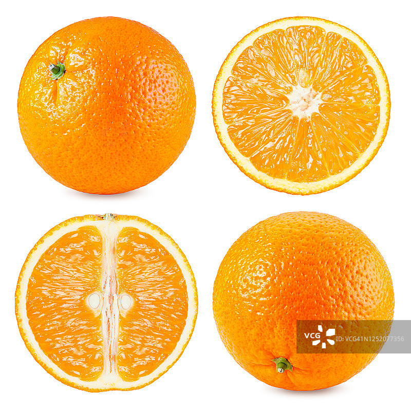 白色背景下的橙子合集图片素材