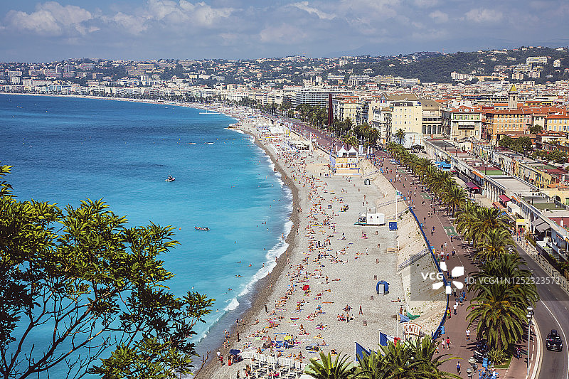 法国尼斯海滩和海滨长廊图片素材