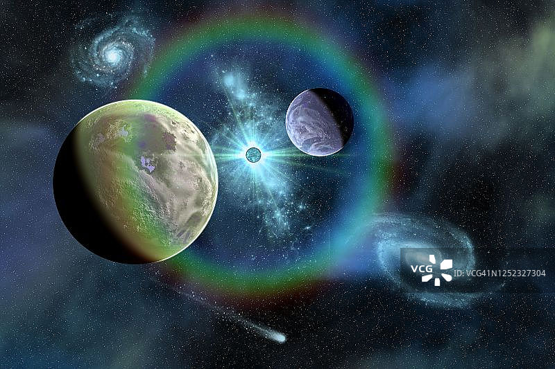 环绕遥远太阳的系外行星图片素材