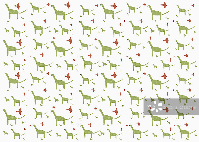 儿童绘画：红绿恐龙图案图片素材