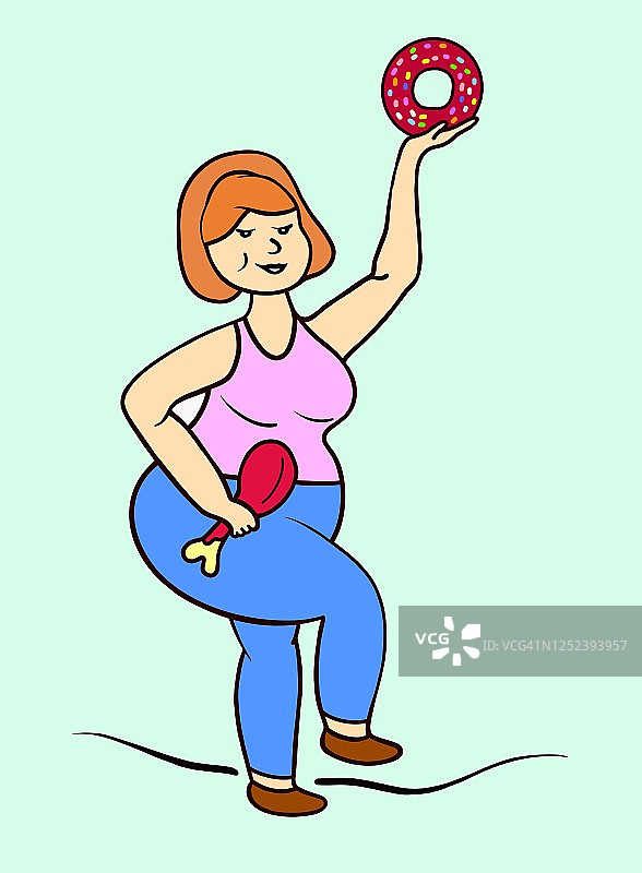 胖女人吃鸡腿，饮食概念图片素材