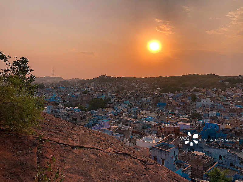 焦特布尔蓝色之城的日落时分图片素材