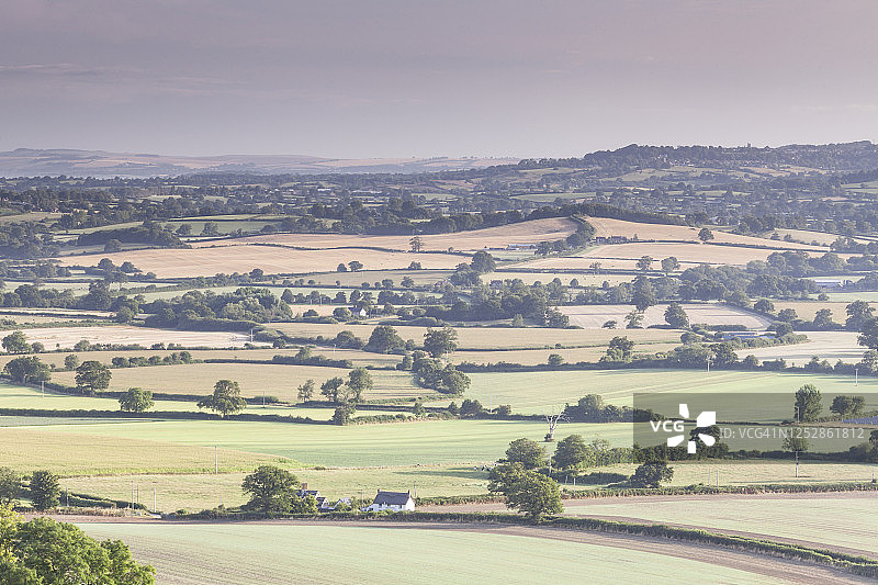 从多塞特郡汉布尔登山上眺望布莱克莫尔谷的景色图片素材