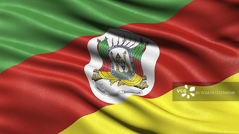 巴西南里奥格兰德州旗，3D插图图片素材