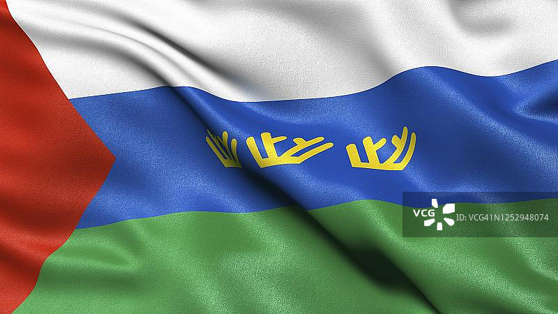 俄罗斯联邦秋明州行政区旗帜3D图图片素材