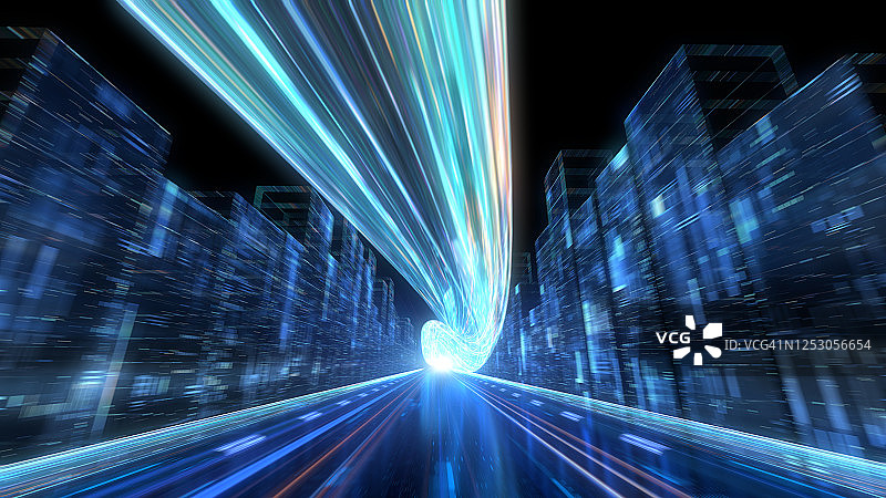 发光的未来派城市图片素材