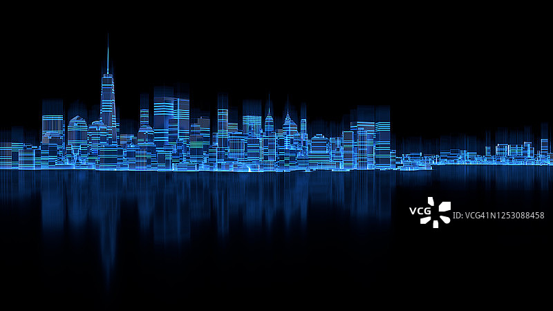 三维渲染的数字城市夜景图片素材