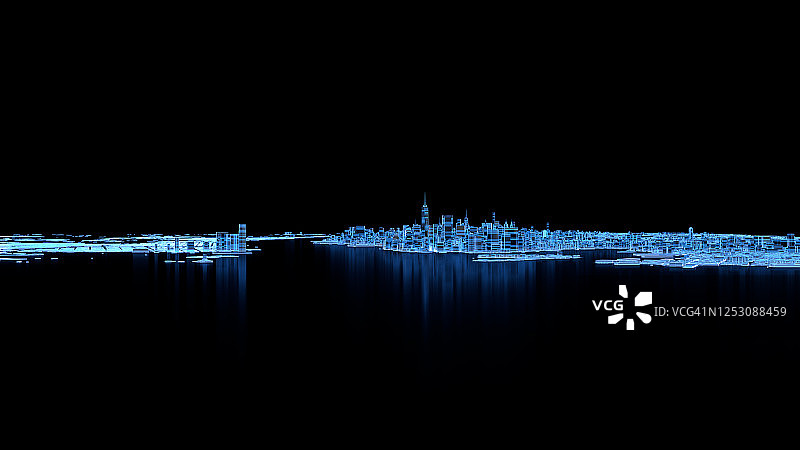 三维渲染的数字城市夜景图片素材