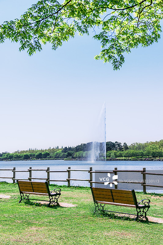 韩国日山湖水公园风光图片素材