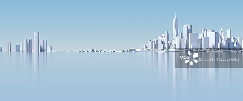 三维渲染数字城市天际线图片素材
