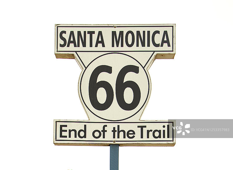 圣莫尼卡66号公路终点标志图片素材