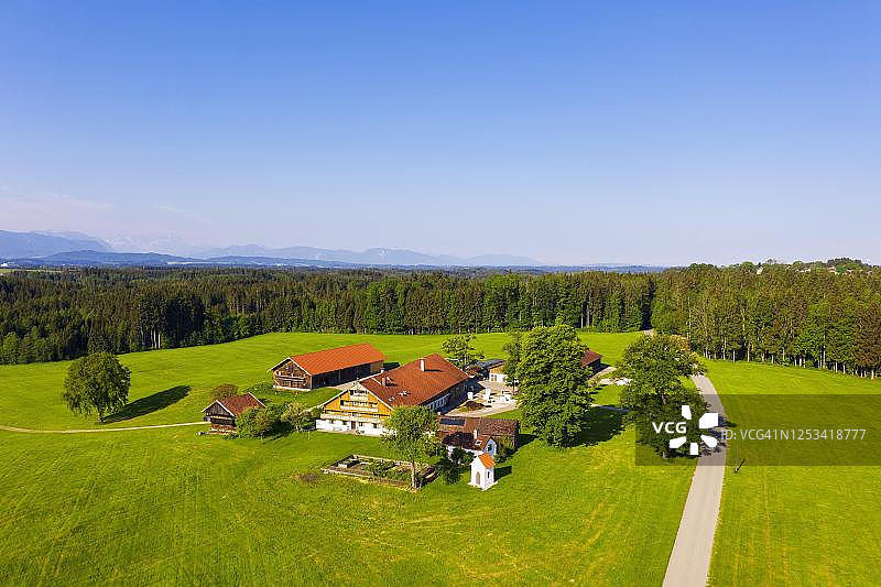 温克尔，近欧拉斯堡，托尔策地区，无人机拍摄，上巴伐利亚，巴伐利亚，德国图片素材