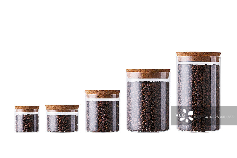 玻璃罐中的咖啡豆合集图片素材