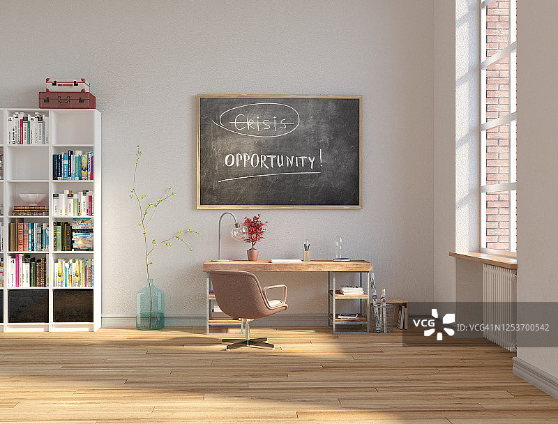 阁楼公寓里的书房图片素材