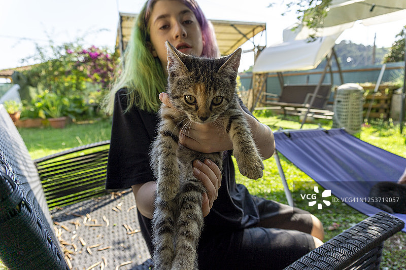 与猫的女孩图片素材