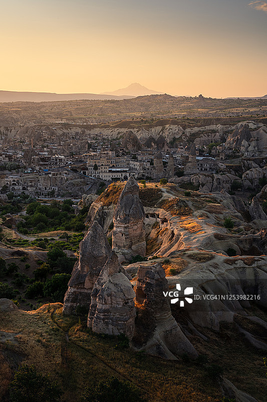 土耳其格雷梅古镇的日出美景，卡帕多西亚高原图片素材