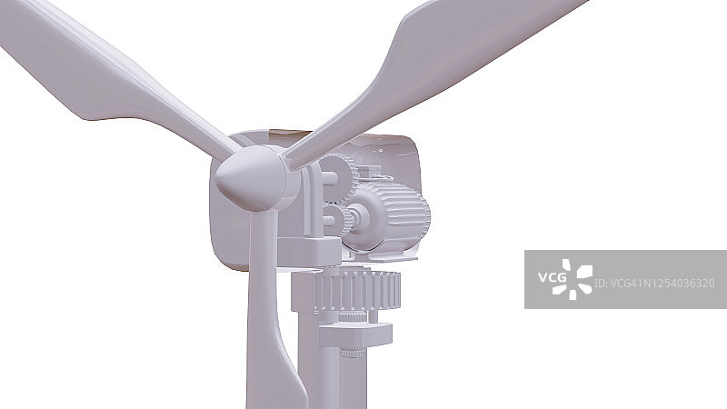 白色背景上孤立的风力涡轮磨坊3D渲染图片素材