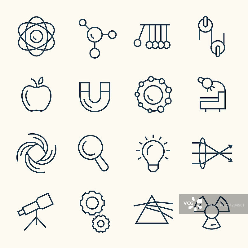 物理科学线性图标图片素材