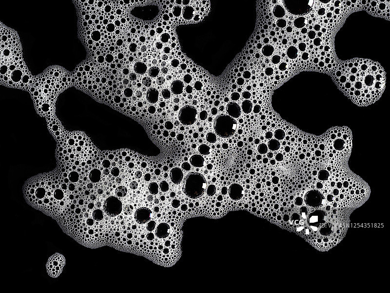 黑色背景上的肥皂泡纹理全景图片素材