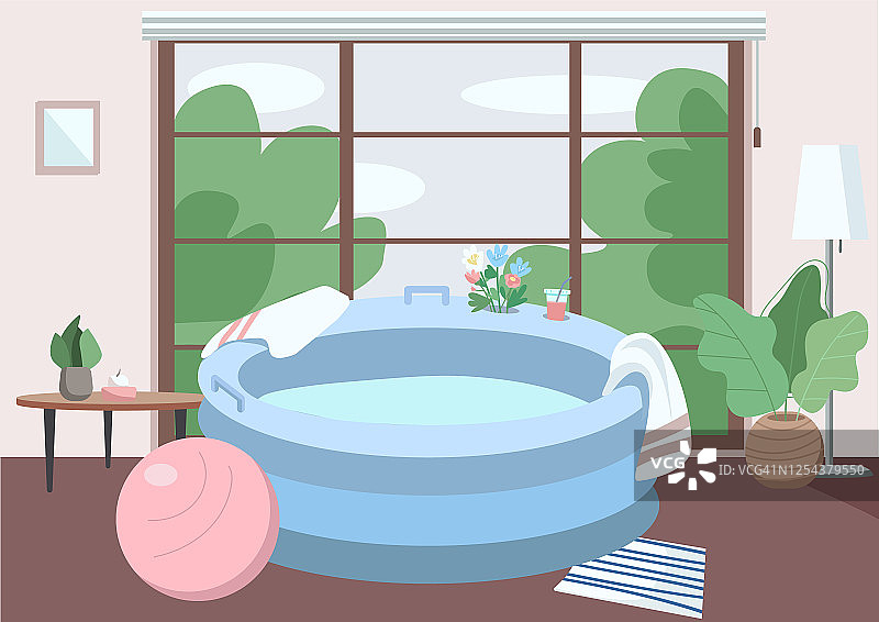 家用充气浴缸矢量图图片素材