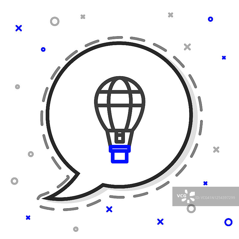 白色背景上的热气球图标，彩色轮廓概念矢量图图片素材