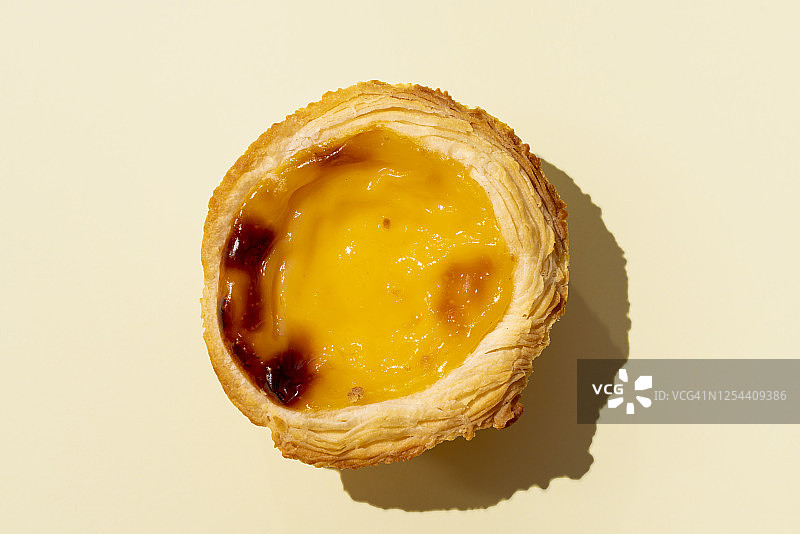 黄色背景上的蛋挞图片素材