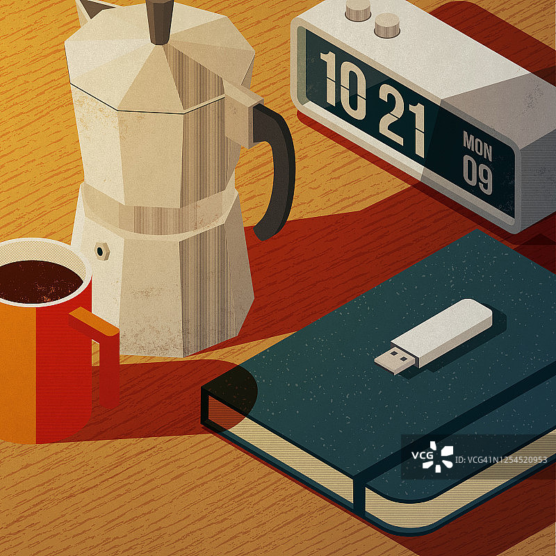 在家咖啡休息，3D插图图片素材