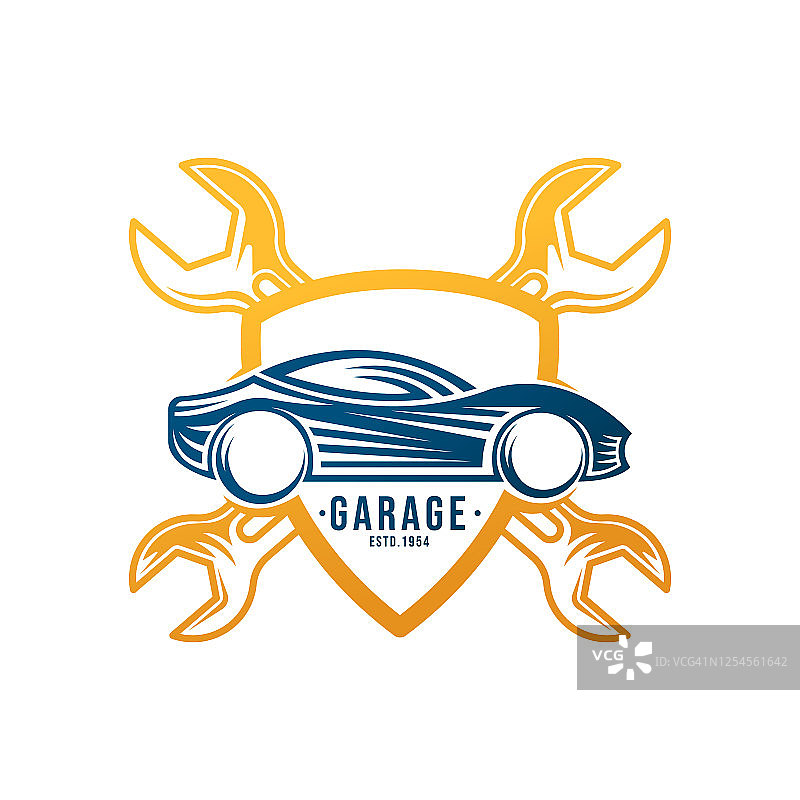 汽车服务图标矢量插图模板。现代汽车服务矢量剪影设计。用于汽车维修、经销商、车库和服务的抽象汽车矢量插图图片素材