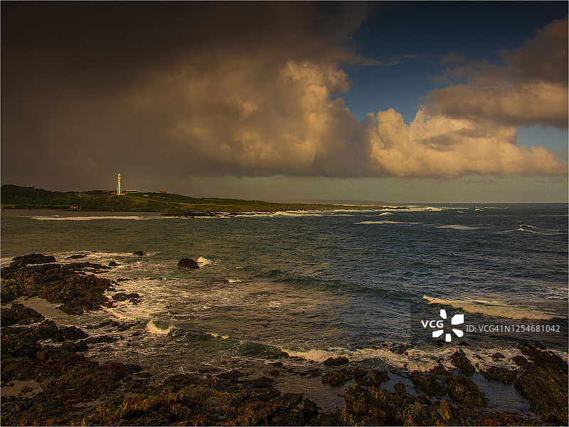 澳大利亚塔斯马尼亚金岛柯里灯塔的海岸线和景色图片素材