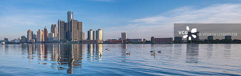 密歇根州底特律黎明全景图片素材