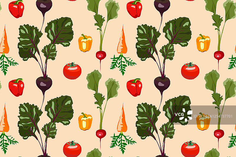 蔬菜无缝图案，健康饮食设计图片素材