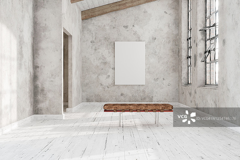 美术馆内的空白画布图片素材