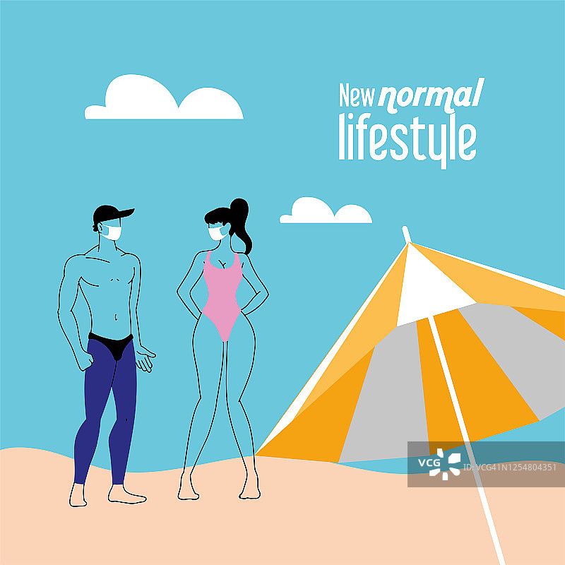 夏天，情侣戴着面具和泳衣图片素材