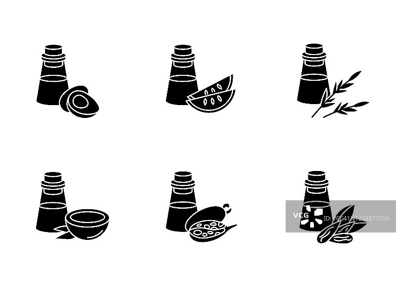 白色背景上的护发精油黑色图标图片素材