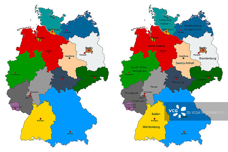 德国联邦州地图及首府信息图合集图片素材